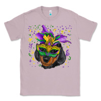 Lilac Mardi Gras Dachshund Puppy with Mask Classic Tee - RanaPortraitStore