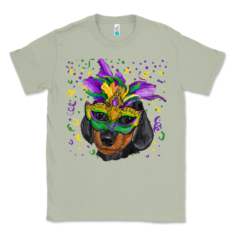 Mardi Gras Dachshund Puppy With Mask Classic Tee by RanaPortraitStore | Teevron