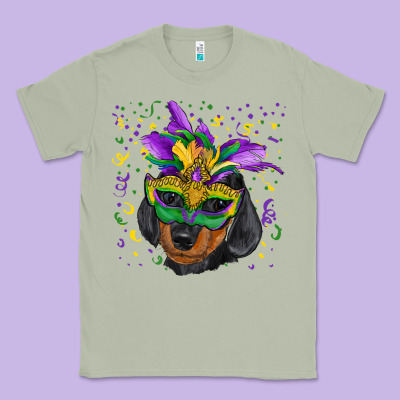 Mardi Gras Dachshund Puppy With Mask Classic Tee Designed By Ranaportraitstore