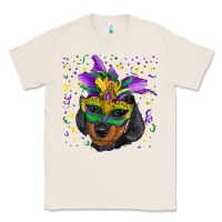 Natural Mardi Gras Dachshund Puppy with Mask Classic Tee - RanaPortraitStore