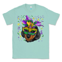 Seafoam Mardi Gras Dachshund Puppy with Mask Classic Tee - RanaPortraitStore