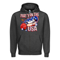 Charcoal Heather party in the usa billie wilder Zipper Hoodie - texasbilliewilder