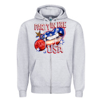 Heather Grey party in the usa billie wilder Zipper Hoodie - texasbilliewilder