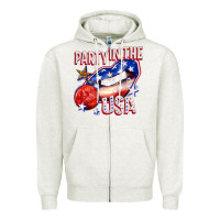 Oatmeal Heather party in the usa billie wilder Zipper Hoodie - texasbilliewilder