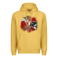 Antique Gold leopard cowhide Christmas plaid patches Premium Hoodie - Jasminsmagicworld