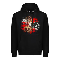 Black leopard cowhide Christmas plaid patches Premium Hoodie - Jasminsmagicworld