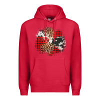 Cardinal leopard cowhide Christmas plaid patches Premium Hoodie - Jasminsmagicworld