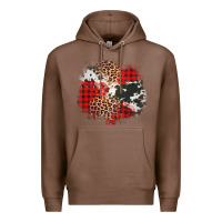 Chestnut leopard cowhide Christmas plaid patches Premium Hoodie - Jasminsmagicworld