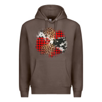 Coffee leopard cowhide Christmas plaid patches Premium Hoodie - Jasminsmagicworld