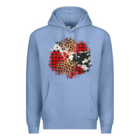 Colony Blue leopard cowhide Christmas plaid patches Premium Hoodie - Jasminsmagicworld