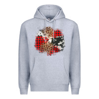 Heather Grey leopard cowhide Christmas plaid patches Premium Hoodie - Jasminsmagicworld
