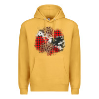 Mustard leopard cowhide Christmas plaid patches Premium Hoodie - Jasminsmagicworld