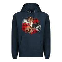 Navy leopard cowhide Christmas plaid patches Premium Hoodie - Jasminsmagicworld