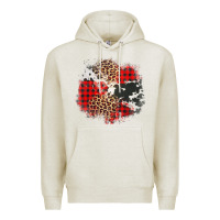 Oatmeal Heather leopard cowhide Christmas plaid patches Premium Hoodie - Jasminsmagicworld