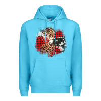 Ocean Blue leopard cowhide Christmas plaid patches Premium Hoodie - Jasminsmagicworld