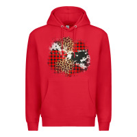 Red leopard cowhide Christmas plaid patches Premium Hoodie - Jasminsmagicworld