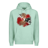 Seafoam leopard cowhide Christmas plaid patches Premium Hoodie - Jasminsmagicworld