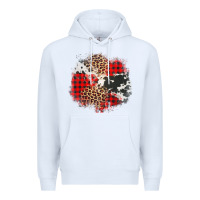 White leopard cowhide Christmas plaid patches Premium Hoodie - Jasminsmagicworld