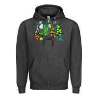 Charcoal Heather christmas trees with tennis Zipper Hoodie - Zillion Design Studio