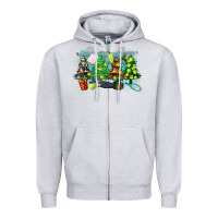 Heather Grey christmas trees with tennis Zipper Hoodie - Zillion Design Studio
