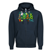Navy christmas trees with tennis Zipper Hoodie - Zillion Design Studio