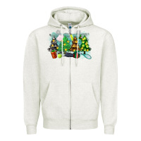 Oatmeal Heather christmas trees with tennis Zipper Hoodie - Zillion Design Studio