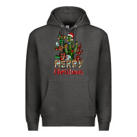 Charcoal Heather merry christmas cactus western Premium Hoodie - BarkalooDesign