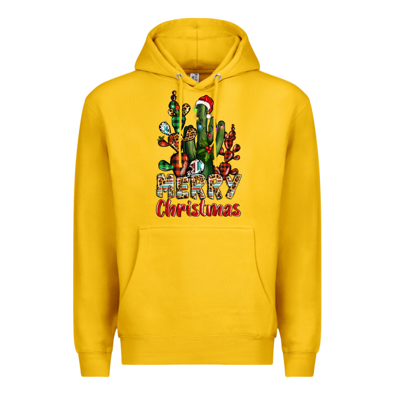 Merry Christmas Cactus Western Premium Hoodie by BarkalooDesign | Teevron