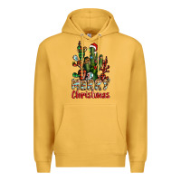 Mustard merry christmas cactus western Premium Hoodie - BarkalooDesign