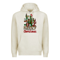 Oatmeal Heather merry christmas cactus western Premium Hoodie - BarkalooDesign