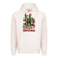 Pale Pink merry christmas cactus western Premium Hoodie - BarkalooDesign