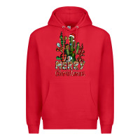 Red merry christmas cactus western Premium Hoodie - BarkalooDesign