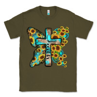 Army Green faith sunflower cross Classic Tee - Zillion Design Studio