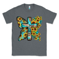 Charcoal Heather faith sunflower cross Classic Tee - Zillion Design Studio