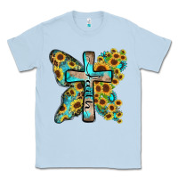 Dusty Blue faith sunflower cross Classic Tee - Zillion Design Studio