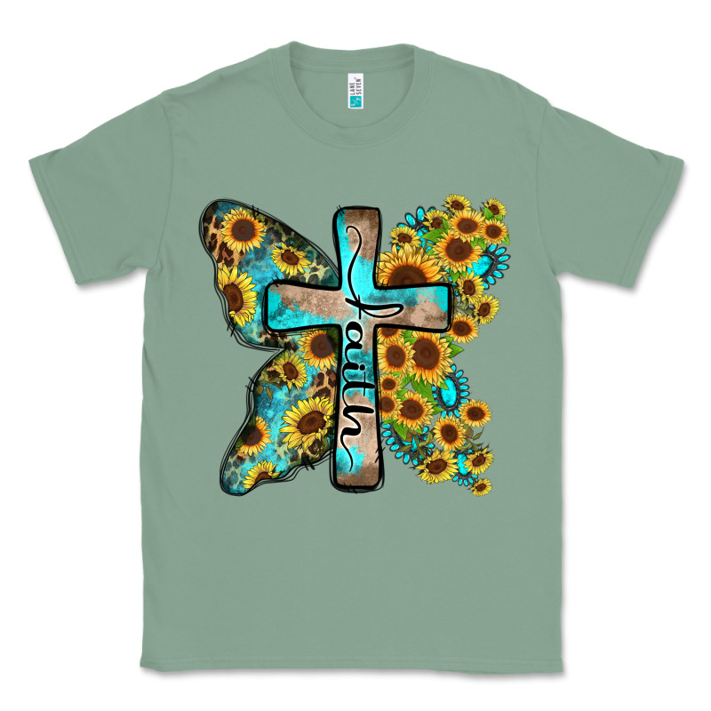 Faith Sunflower Cross Classic Tee by Zillion Design Studio | Teevron