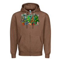 Chestnut christmas trees with hockey Zipper Hoodie - Zillion Design Studio