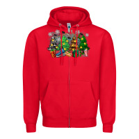 Red christmas trees with hockey Zipper Hoodie - Zillion Design Studio