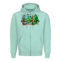 Seafoam christmas trees with hockey Zipper Hoodie - Zillion Design Studio