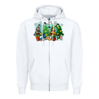White christmas trees with hockey Zipper Hoodie - Zillion Design Studio