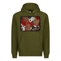 Army Green distressed cowhide leopard christmas background Premium Hoodie - Jasminsmagicworld