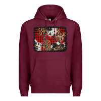 Burgundy distressed cowhide leopard christmas background Premium Hoodie - Jasminsmagicworld