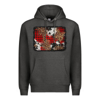 Charcoal Heather distressed cowhide leopard christmas background Premium Hoodie - Jasminsmagicworld