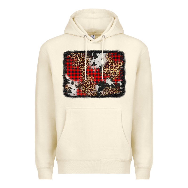 Distressed Cowhide Leopard Christmas Background Premium Hoodie by Jasminsmagicworld | Teevron