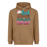 Toasted Coconut eat sleep volleyball repeat Heavyweight Hoodie - HRA Design Shop