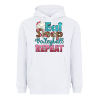 White eat sleep volleyball repeat Heavyweight Hoodie - HRA Design Shop