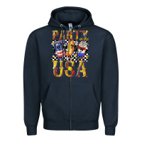 Navy party in the usa with leopard Zipper Hoodie - texasbilliewilder