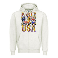 Oatmeal Heather party in the usa with leopard Zipper Hoodie - texasbilliewilder
