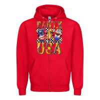 Red party in the usa with leopard Zipper Hoodie - texasbilliewilder