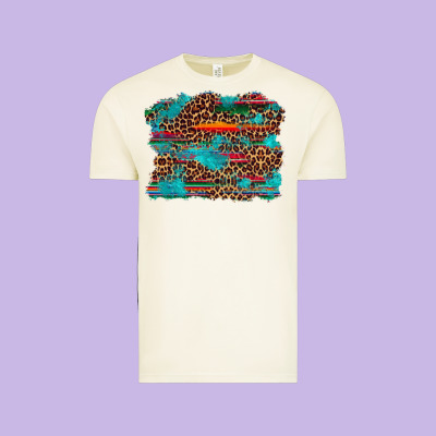 Western Serape Leopard Turquoise  Background Vintage Tee Designed By Artiststas